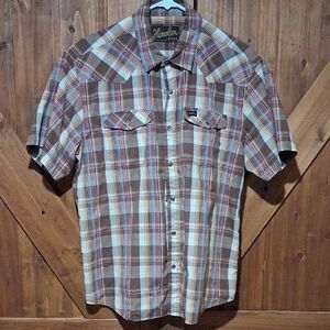 Howler Brothers Brown Plaid Short-Sleeve Button-Down Shirt